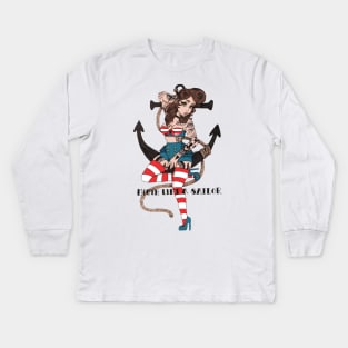 Sailor Pin-up Kids Long Sleeve T-Shirt